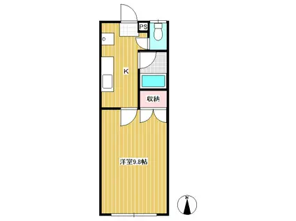 常磐城マンション(1K/2階)の間取り写真