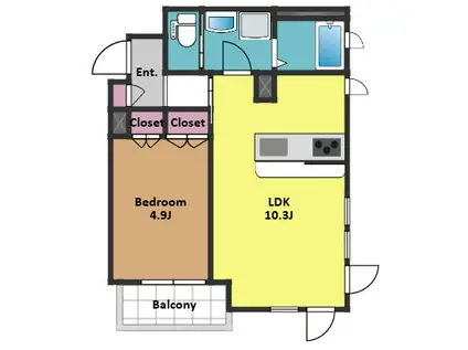 PAN自由が丘(1LDK/3階)の間取り写真