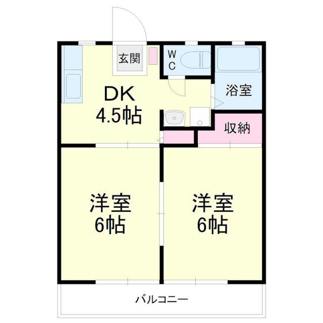 サンビレッジOGASA B棟(2DK/2階)の間取り写真