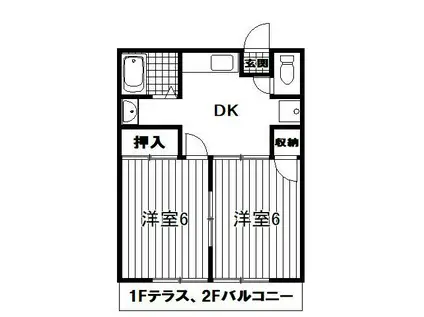 ハイツ遠藤(2DK/2階)の間取り写真