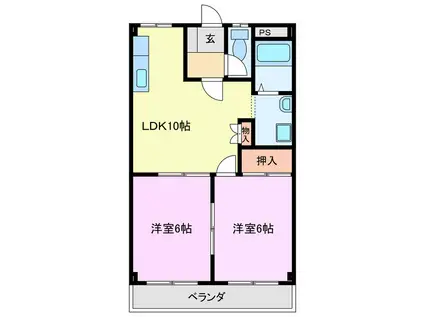 ハウスオブサンタ(2LDK/3階)の間取り写真