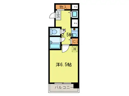 プライム天神(1K/4階)の間取り写真