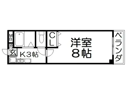ボー・アルブル枚方長尾I(1K/2階)の間取り写真
