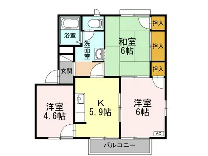 アーバンアヴェニュー I棟(3K/1階)の間取り写真