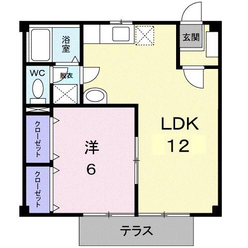 ジョリアムール(1LDK/1階)の間取り写真