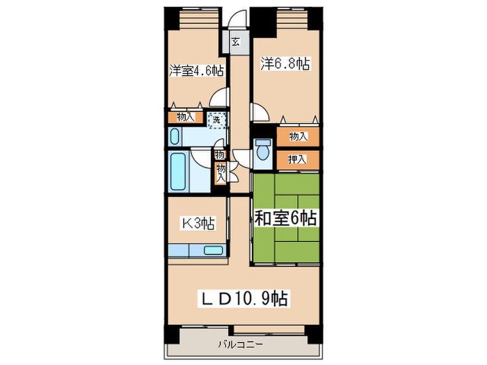 ベルシャイン厚木(3LDK/4階)の間取り写真