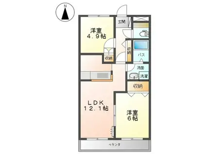 オレンジペコー(2LDK/2階)の間取り写真