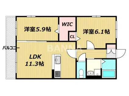 ドミールイノウエ(2LDK/2階)の間取り写真