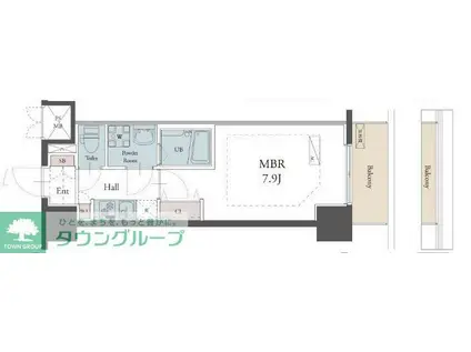 ラグゼナ松戸(1K/9階)の間取り写真