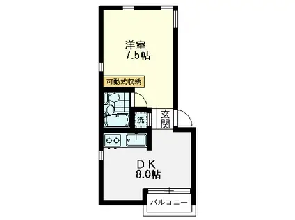 マイホーム国立(1DK/1階)の間取り写真