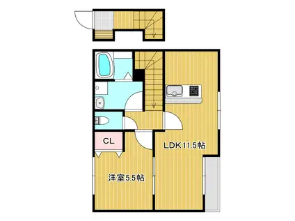 大安寺中町AP(1LDK/2階)の間取り写真