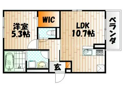 ルーブル下富野(1LDK/1階)の間取り写真