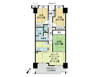 サーパス北日吉(3LDK/5階)の間取り写真