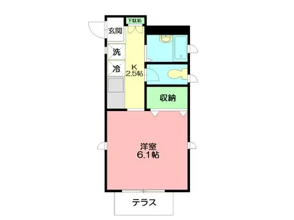 コーポアレスⅡ(1K/1階)の間取り写真