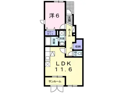 アイビスI(1LDK/1階)の間取り写真