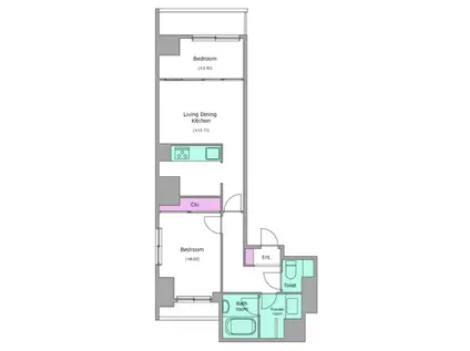 HALUWA芝公園 ハルーワ芝公園(2LDK/2階)の間取り写真