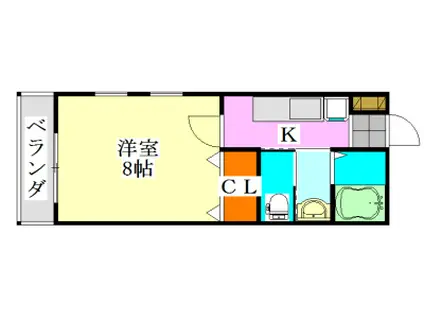 プライマル・スパイア(1K/1階)の間取り写真