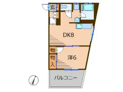 池田山ガーデンハイツ(1LDK/6階)の間取り写真