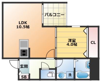 SFIDA帝塚山(1LDK/1階)の間取り写真