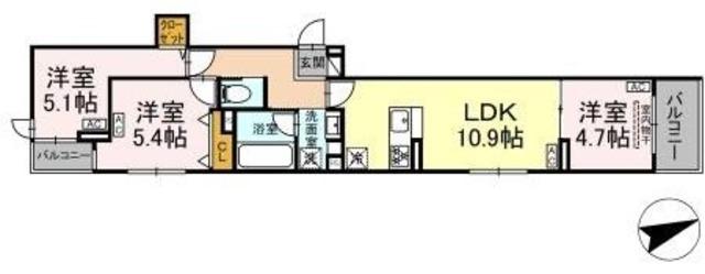 セレスティア一之江(3LDK/2階)の間取り写真