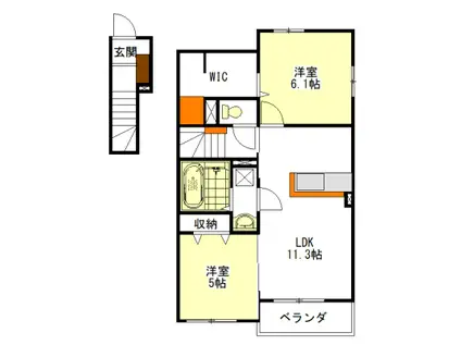 AKプレミール A・C棟(2LDK/2階)の間取り写真