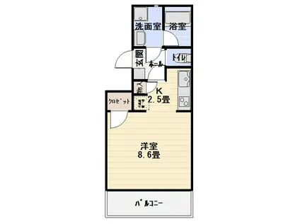 ルミエールしもの(ワンルーム/2階)の間取り写真