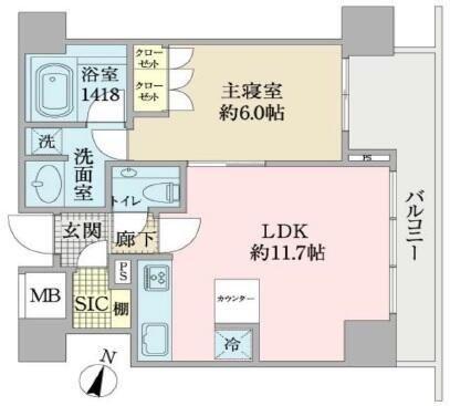 プラネスーペリア四番町(1LDK/8階)の間取り写真