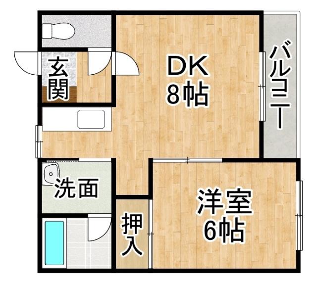 コーポリビエール(1DK/2階)の間取り写真