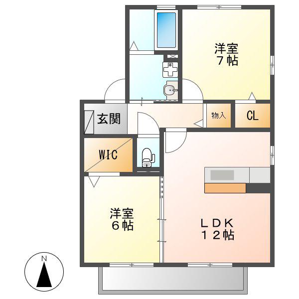 アステイオン花塚(2LDK/2階)の間取り写真