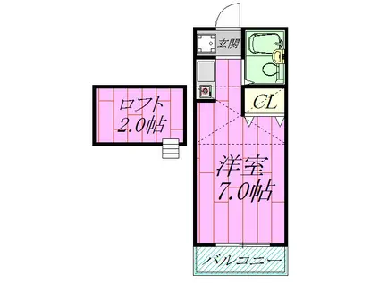 ニューアローズMII(ワンルーム/2階)の間取り写真