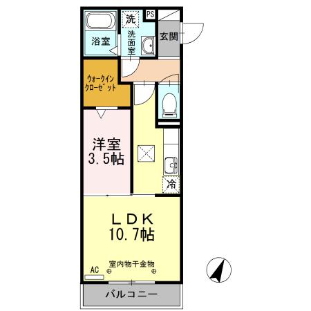 BLANC AILE(1LDK/1階)の間取り写真
