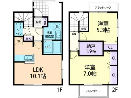 BLOOM ASO C(2LDK/1階)の間取り写真