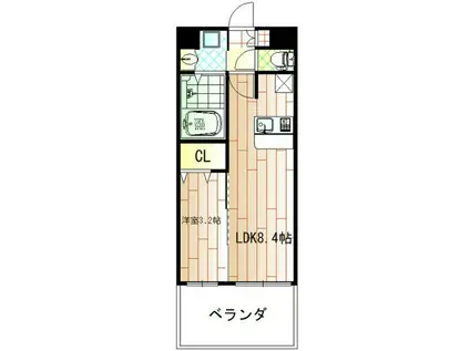オリエンテム宿院南(1LDK/2階)の間取り写真