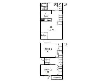BIZ TOWN NO.30(2LDK/1階)の間取り写真