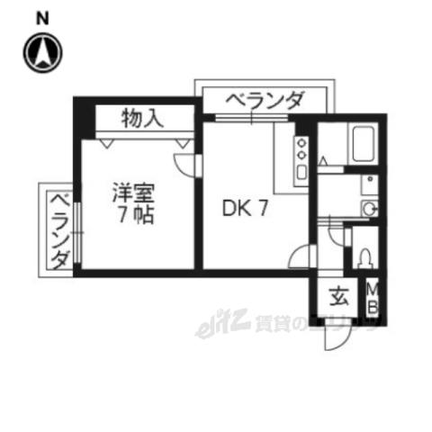 リライブ修学院(1DK/3階)の間取り写真