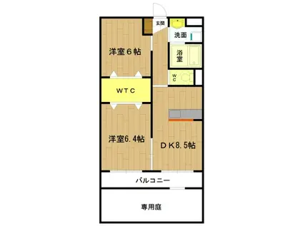 コンフォート ヴィーブル(2DK/1階)の間取り写真