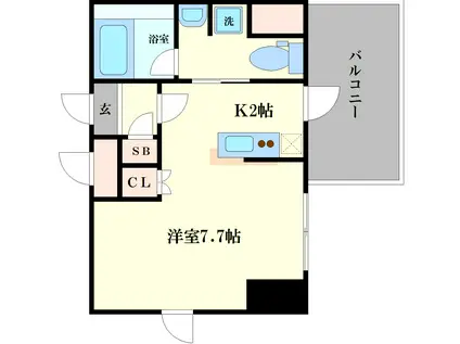 リビオレゾン北浜天満橋(ワンルーム/3階)の間取り写真