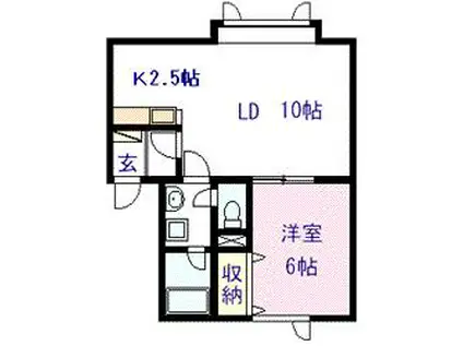 コーポ21世紀III(1LDK/1階)の間取り写真