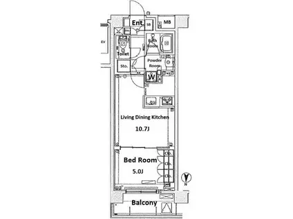 ミルーナヒルズ蒔田(1LDK/3階)の間取り写真