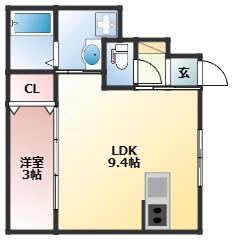 ボヌール妻鹿駅前(1LDK/1階)の間取り写真