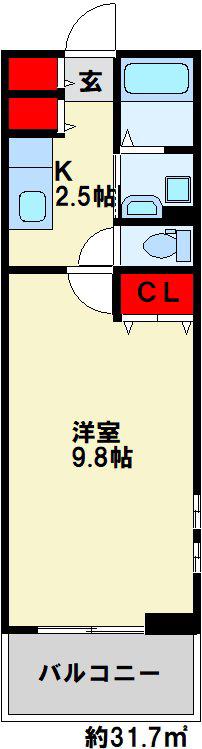 エヴァーグリーンP(1K/1階)の間取り写真