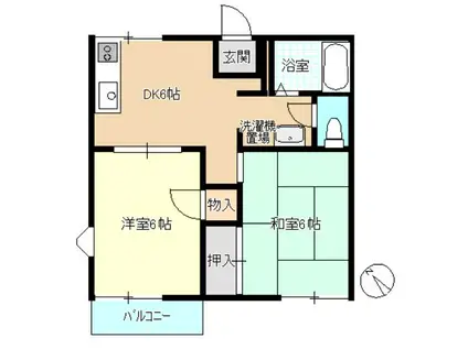 サングリーンたかすな(2DK/2階)の間取り写真