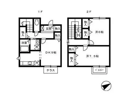 グリーンリーブス綾田(2DK/1階)の間取り写真