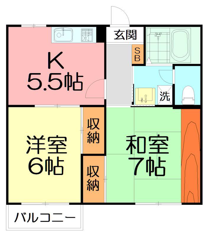 コーポ鮎津(2K/1階)の間取り写真