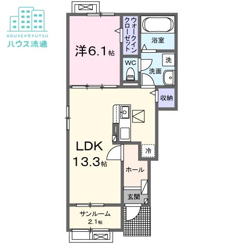プロムナードメゾン参番館 E(1LDK/1階)の間取り写真
