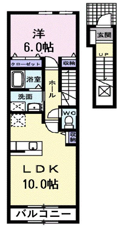 スプリング グレイス(1LDK/2階)の間取り写真