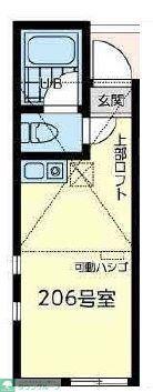 末吉ベルティーニ(ワンルーム/2階)の間取り写真