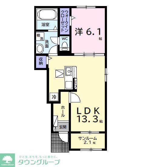 BON VOYAGE(1LDK/1階)の間取り写真