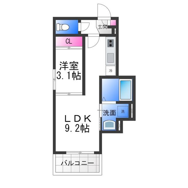 REGALEST堺市駅(1LDK/3階)の間取り写真