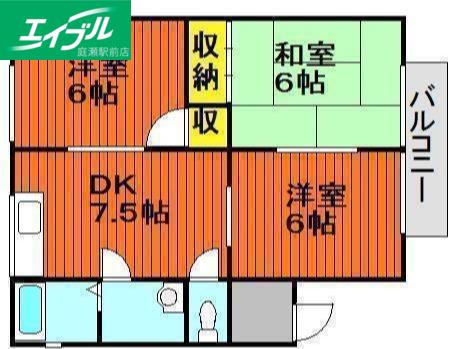 ジュネス(3DK/2階)の間取り写真